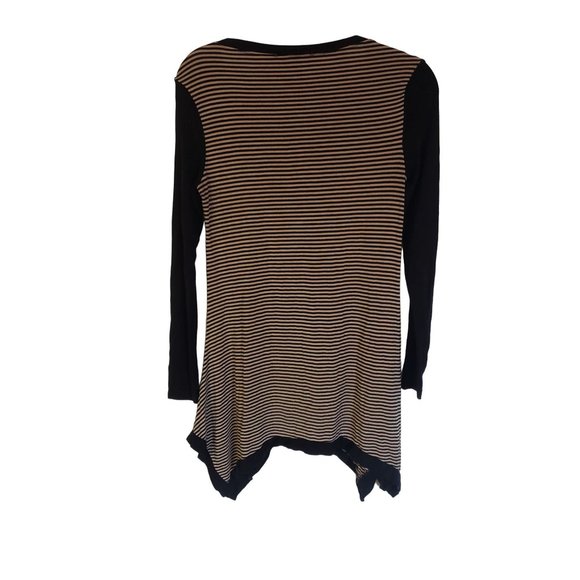 PHILOSOPHY SHARK BITE TUNIC SIZE MEDIUM LONG SLEEVE  BLACK TAN - Picture 2 of 6